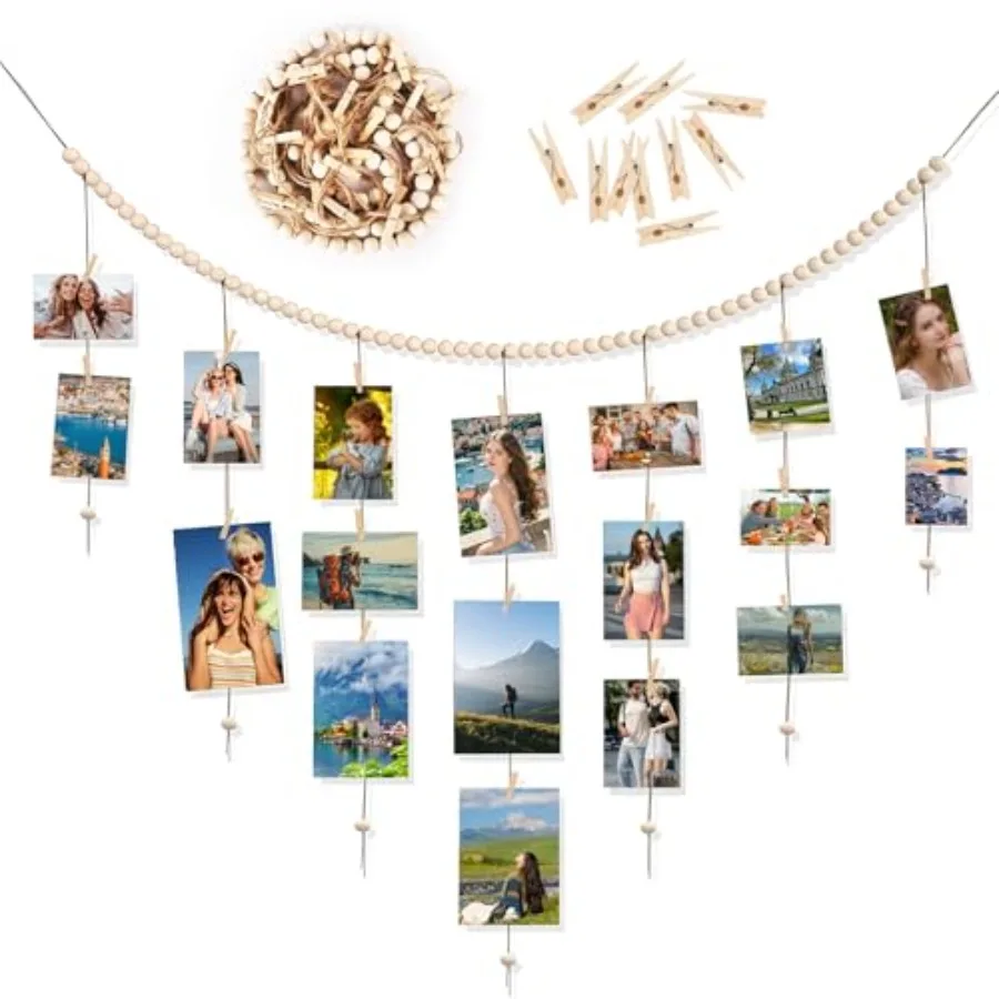 Boho Wall Decor, Hanging Photo Display with Clips, Boho Wood Bead Garland Perfect Room Decor for Teen Girls, Photo Wall Display
Boho Wall Decor, Hanging Photo Display with Clips, Boho Wood Bead Garland Perfect Room Decor for Teen Girls, Photo Wall Display