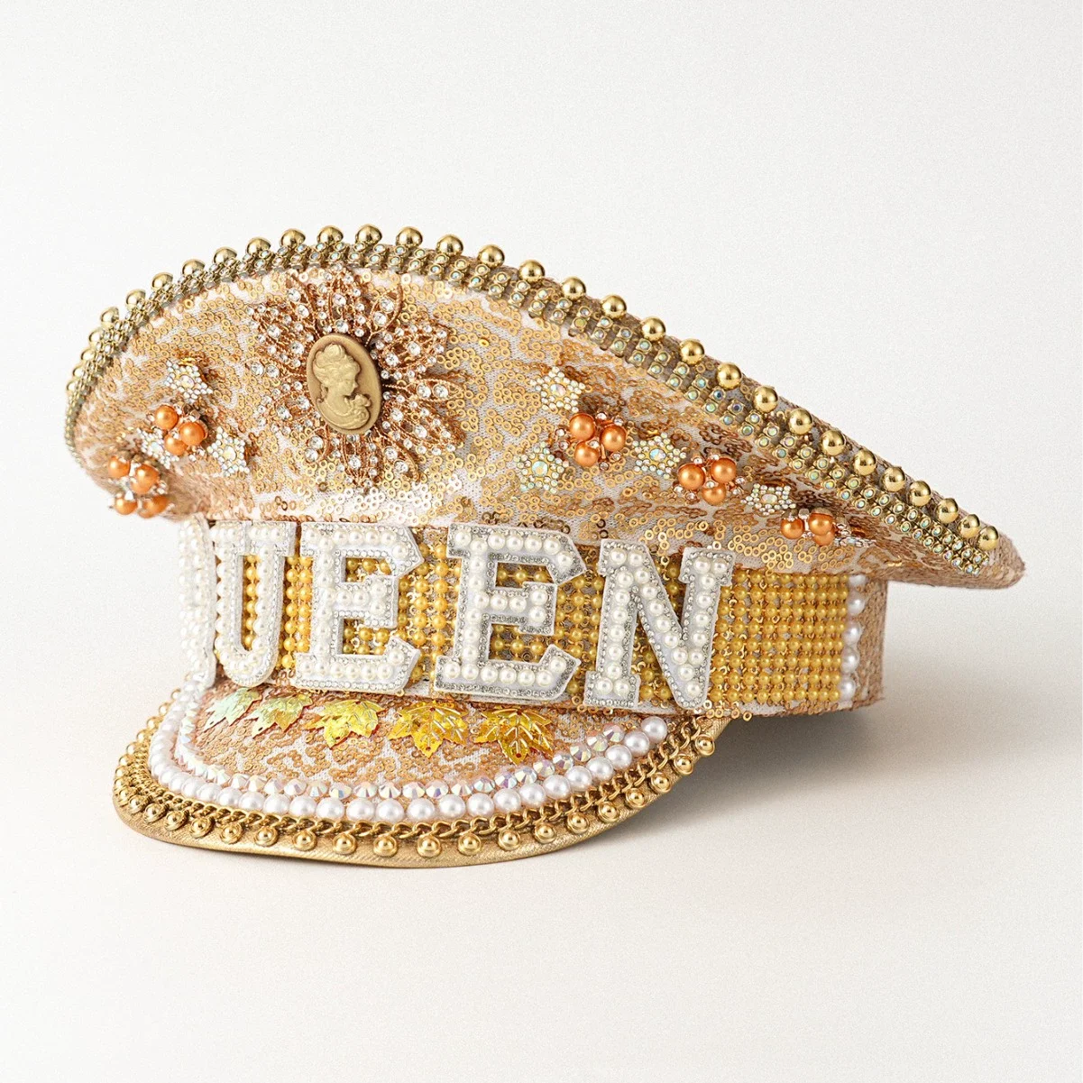 Волшебная шляпа QUEEN, женская роскошная золотая военная шляпа с заклепками, дизайн ручной работы, роскошная военная шляпа со стразами, свадебная хата
Волшебная шляпа QUEEN, женская роскошная золотая военная шляпа с заклепками, дизайн ручной работы, роскошная военная шляпа со стразами, свадебная хата