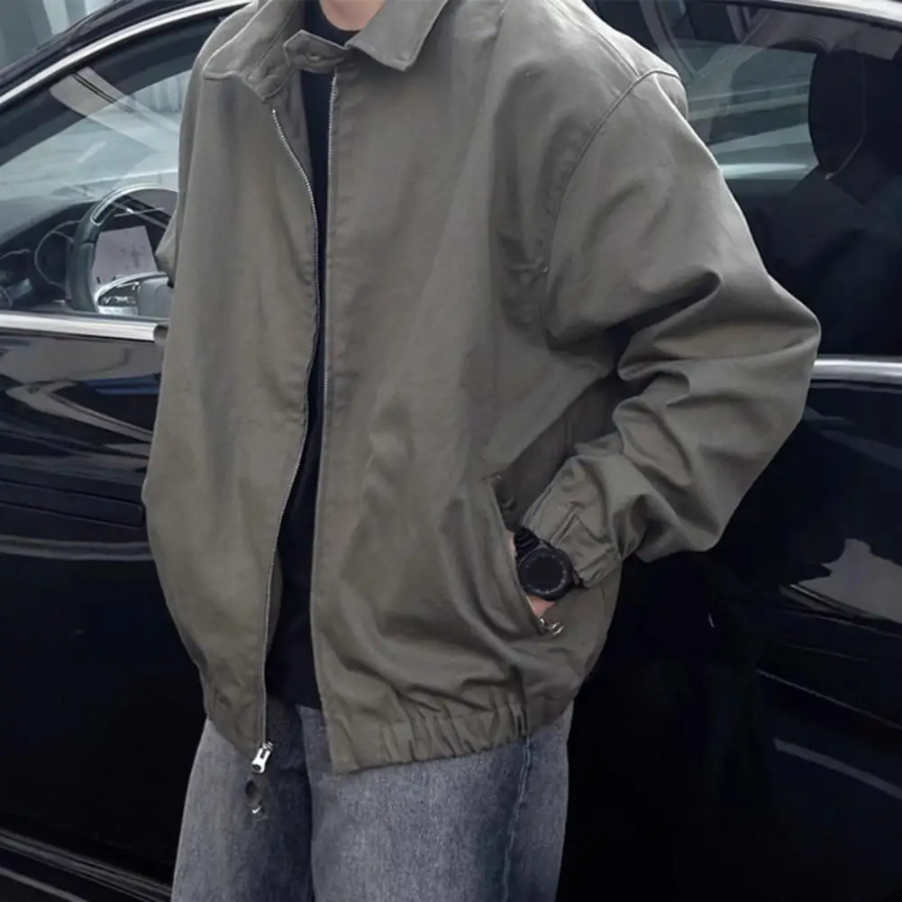 Solid Color Men Coat Men's Street Style Lapel Collar Coat with Pockets Solid Color Long Sleeve Jacket for Outerwear Loose Fit
Solid Color Men Coat Men's Street Style Lapel Collar Coat with Pockets Solid Color Long Sleeve Jacket for Outerwear Loose Fit
