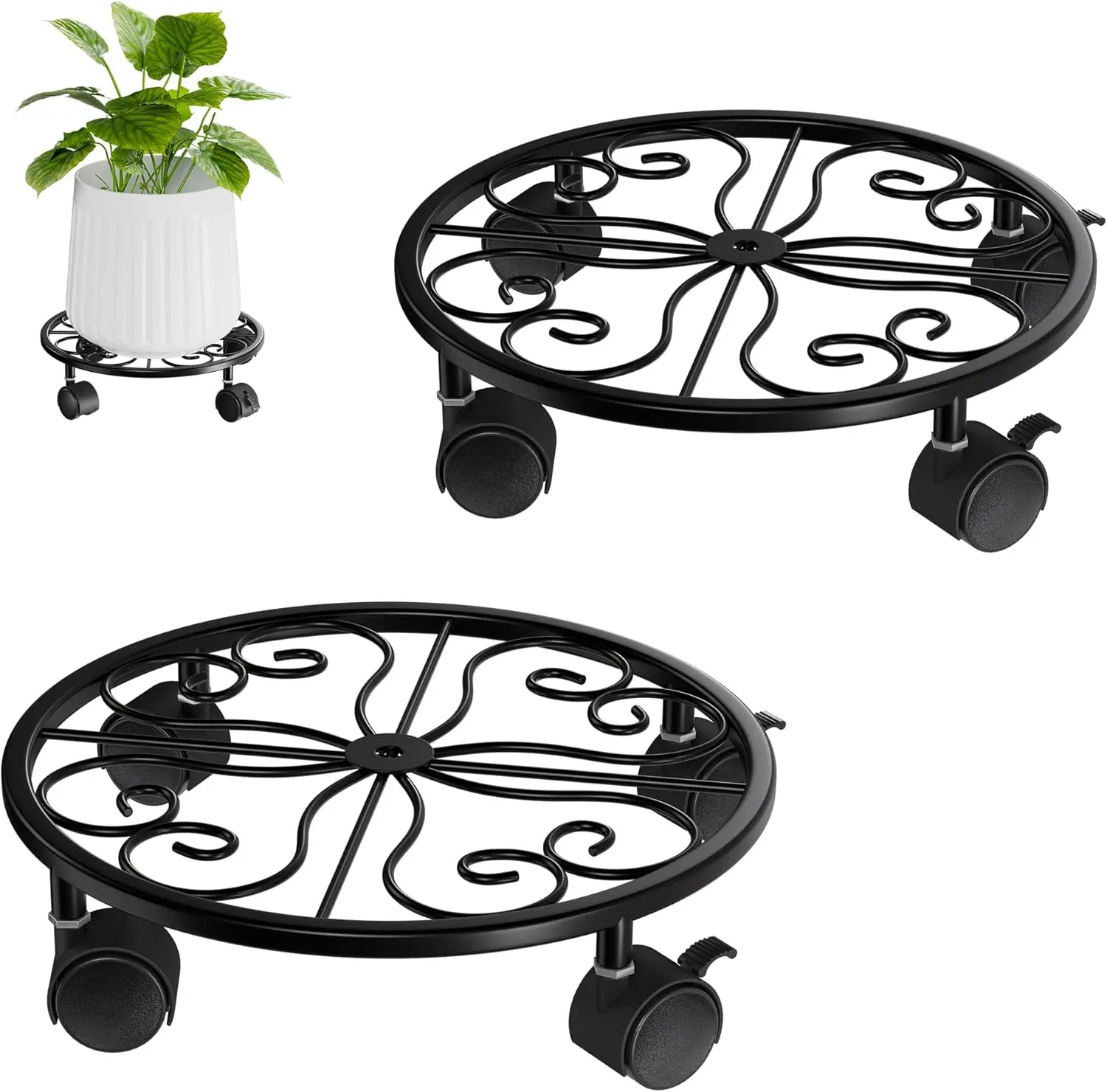 2 Pack Plant Caddy with Wheels, 360° Rotatable & Lockable, Heavy Duty Plant Stand for Indoor Outdoor, Easy Move
2 Pack Plant Caddy with Wheels, 360° Rotatable & Lockable, Heavy Duty Plant Stand for Indoor Outdoor, Easy Move