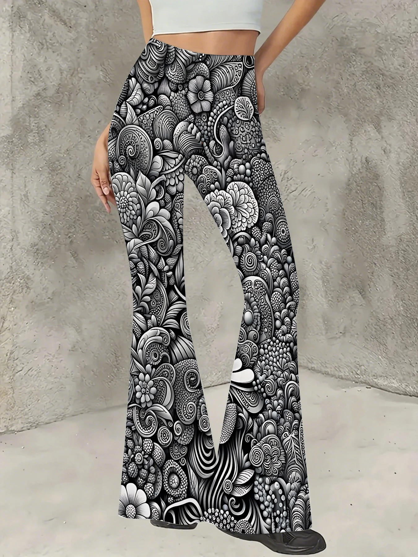 Women's Print Flare Pants Casual High Waist Knit Bell Bottom Trousers Boho
Women's Print Flare Pants Casual High Waist Knit Bell Bottom Trousers Boho