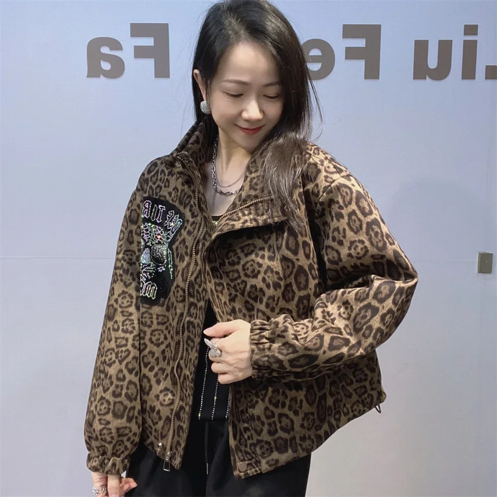 Fashion Leopard Printed Women Jackets Winter Casual Loose Cartoon Diamonds Stand Collar Zipper Cardigan Coats Куртка Женская
Fashion Leopard Printed Women Jackets Winter Casual Loose Cartoon Diamonds Stand Collar Zipper Cardigan Coats Куртка Женская