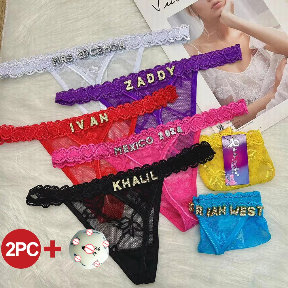 2Pcs/set Personalized Thongs Customized Thong Panties with Name Sexy Lace Handmade String Thong For Women Custom Underwear Gifts
2Pcs/set Personalized Thongs Customized Thong Panties with Name Sexy Lace Handmade String Thong For Women Custom Underwear Gifts