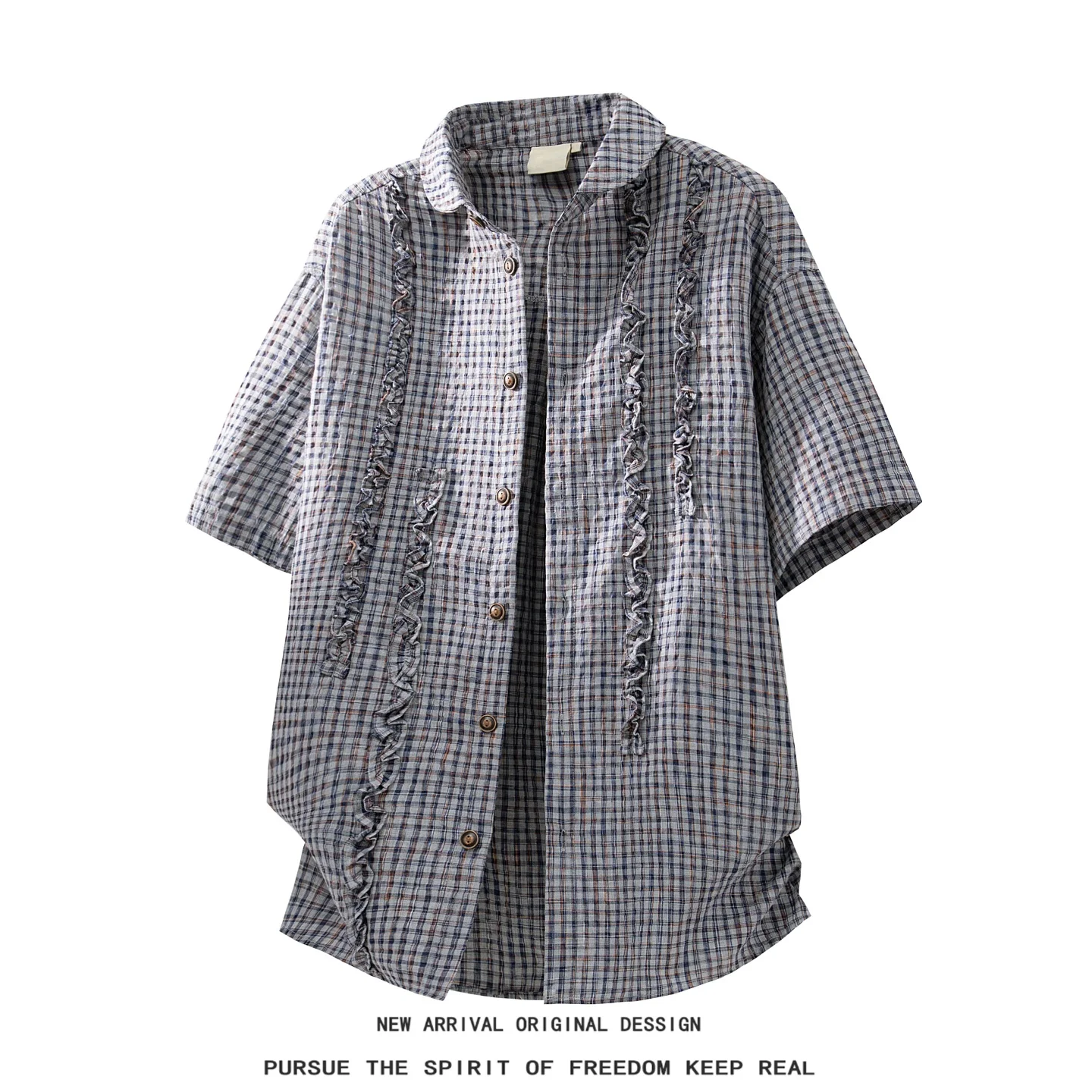 Loose Short Sleeve Men's Shirt Summer Vintage Artistic Style Irregular Hem Pleated Plaid Shirt Streetwear Trend Japanese...
Loose Short Sleeve Men's Shirt Summer Vintage Artistic Style Irregular Hem Pleated Plaid Shirt Streetwear Trend Japanese...