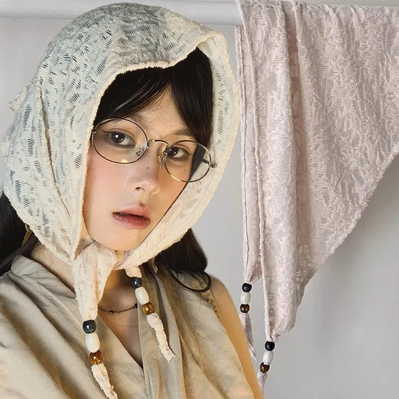 Korean Ins Hair Scarf for Women Retro Triangle Hair Band Strap Headscarf with Beads Hat French Pastoral Style Travel Headband
Korean Ins Hair Scarf for Women Retro Triangle Hair Band Strap Headscarf with Beads Hat French Pastoral Style Travel Headband