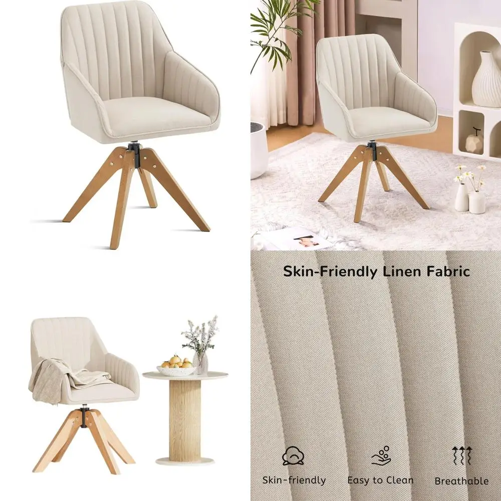 Кресло-акцент в стиле середины века, вращающееся, с обивкой, деревянное, с подлокотниками, бежевое, из искусственного льна, для домашнего офиса/спальни
Кресло-акцент в стиле середины века, вращающееся, с обивкой, деревянное, с подлокотниками, бежевое, из искусственного льна, для домашнего офиса/спальни