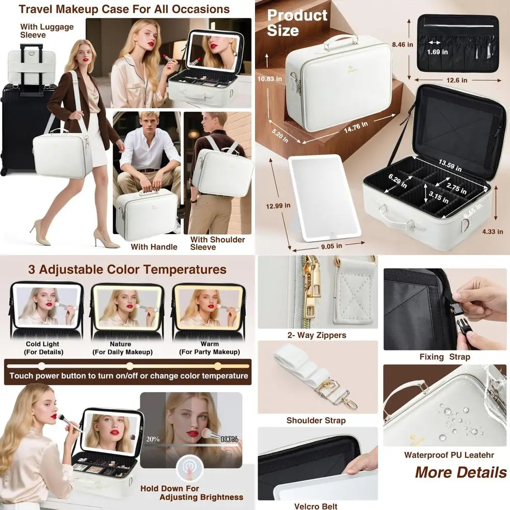 Портативный чехол для макияжа со светодиодной подсветкой для путешествий, органайзер для визажиста с перезаряжаемым 3-цветным косметическим зеркалом, бежевый
Портативный чехол для макияжа со светодиодной подсветкой для путешествий, органайзер для визажиста с перезаряжаемым 3-цветным косметическим зеркалом, бежевый