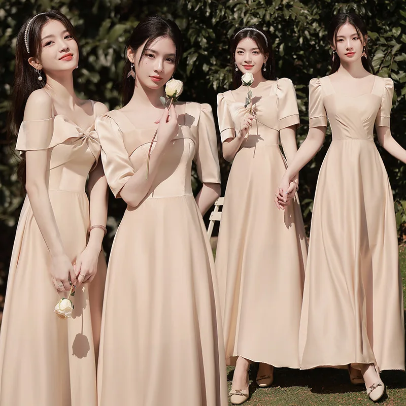 Champagne Satin Long Dress Elegant High Waist A-Line Skirt Wedding Bridesmaid Sister Gang Best Friend Outfit Gown Elegant
Champagne Satin Long Dress Elegant High Waist A-Line Skirt Wedding Bridesmaid Sister Gang Best Friend Outfit Gown Elegant