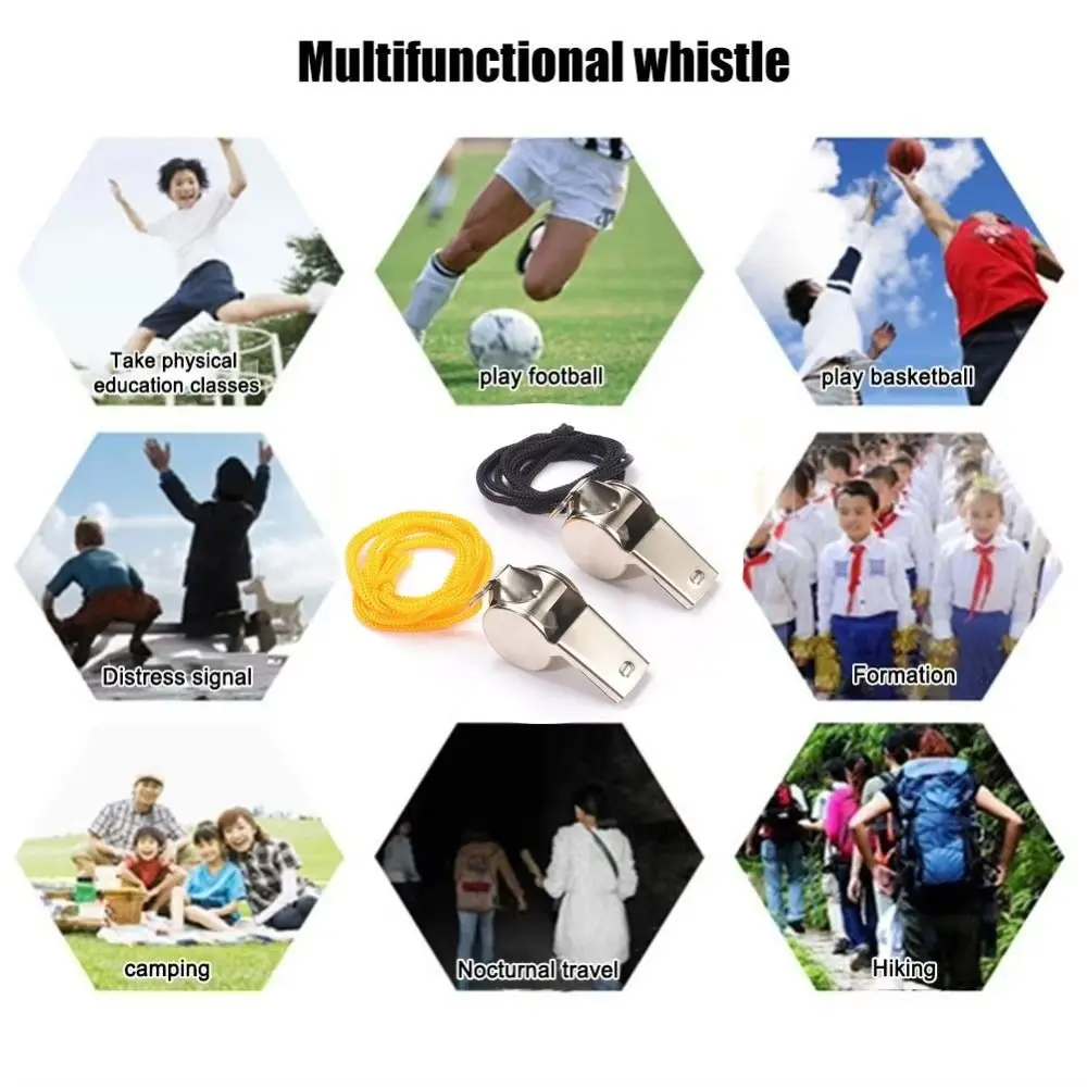 Professional Loud Sound Metal Whistle With Rope Stainless Steel Referee Whistle Portable Soccer Whistles Cheerleading Tool
Professional Loud Sound Metal Whistle With Rope Stainless Steel Referee Whistle Portable Soccer Whistles Cheerleading Tool
