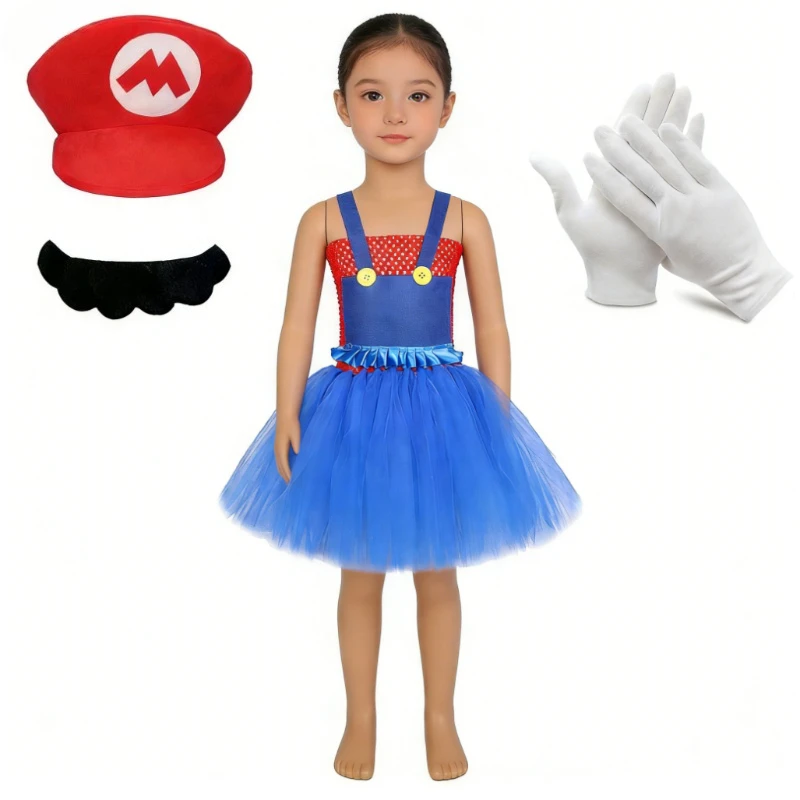 Super Bros Costumes for Girls Cartoon Character Tutu Dress with Hat Beard Anime Game Clothes for Kids Birthday Halloween Outfit
Super Bros Costumes for Girls Cartoon Character Tutu Dress with Hat Beard Anime Game Clothes for Kids Birthday Halloween Outfit