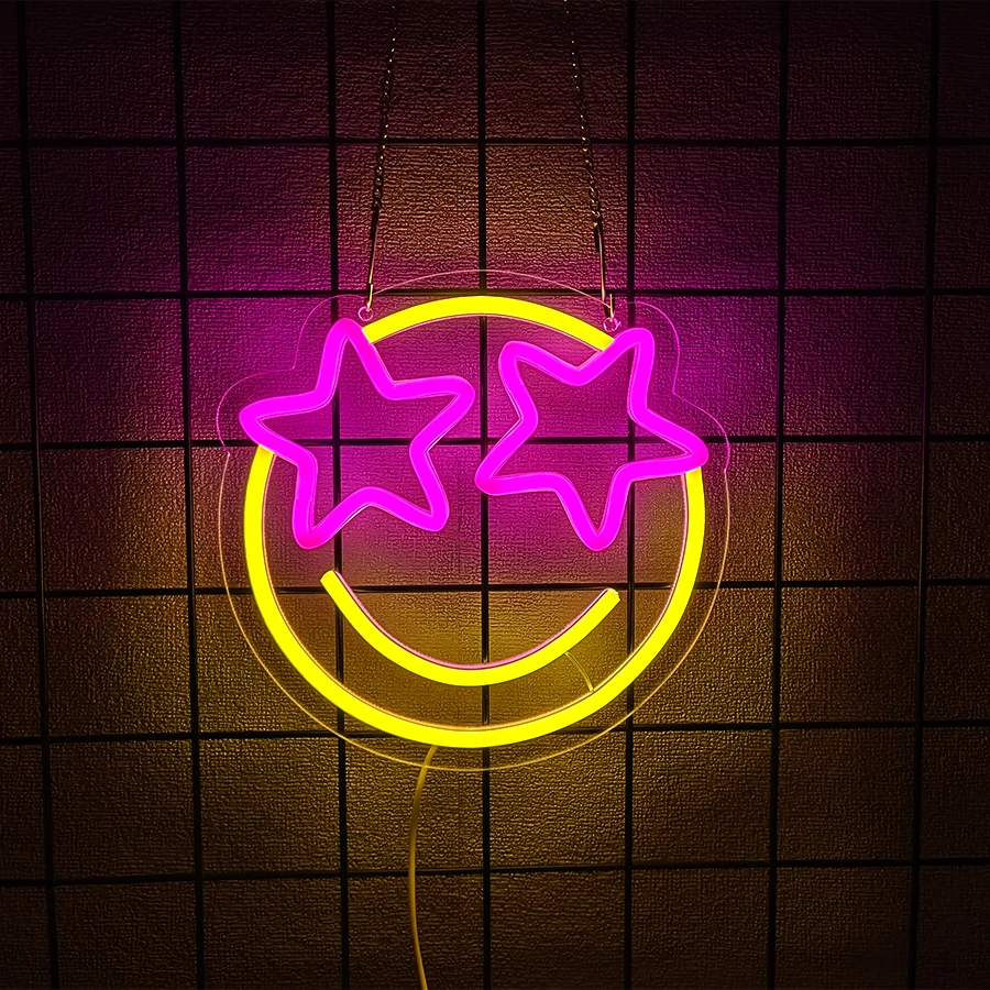 Smile Face Led Neon Sign, Pink Star Luminous Icon, Used For Bedroom, Home, Game Room, Bar, Office, Party Decor, Easy To Hang.
Smile Face Led Neon Sign, Pink Star Luminous Icon, Used For Bedroom, Home, Game Room, Bar, Office, Party Decor, Easy To Hang.