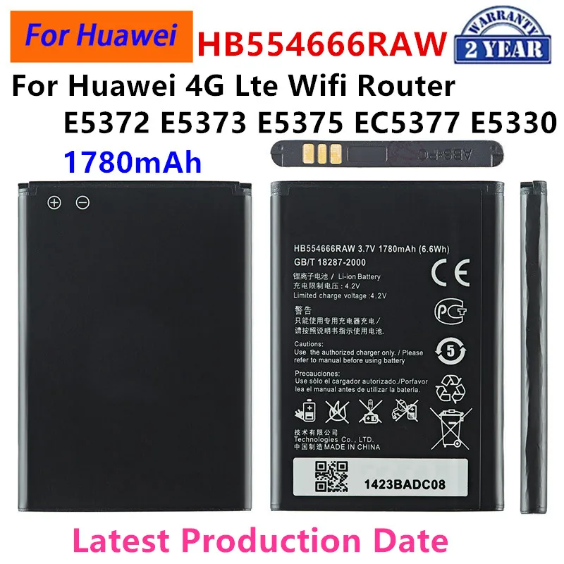 100% Orginal HB554666RAW 1780mAh Battery For HUAWEI 4G Lte WIFI Router E5372 E5373 E5375 EC5377 E5330 Batteries
100% Orginal HB554666RAW 1780mAh Battery For HUAWEI 4G Lte WIFI Router E5372 E5373 E5375 EC5377 E5330 Batteries