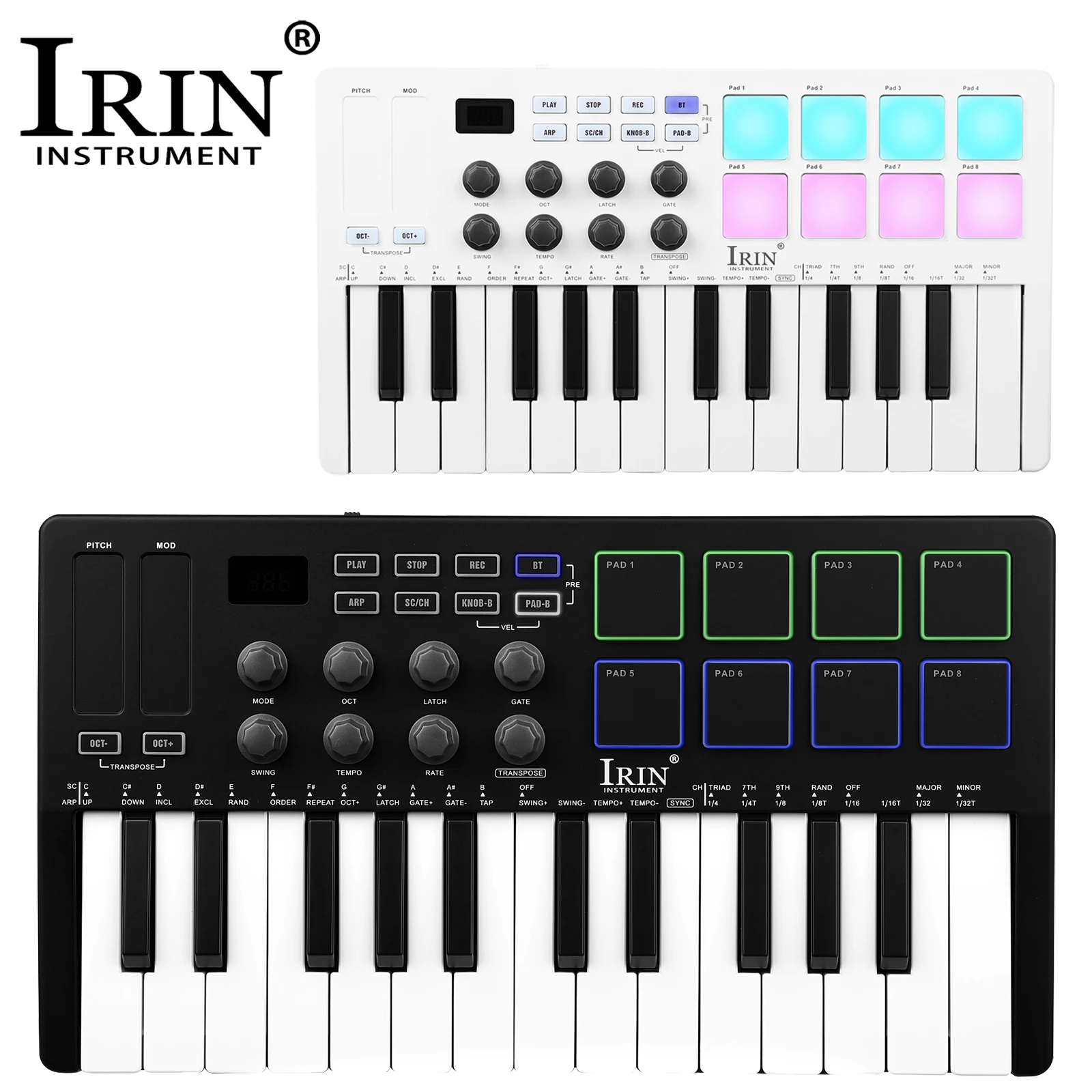 IRIN 25-Key MIDI Controller Keyboard Mini Portable USB Keyboard Piano SMK-25 MIDI Keyboard Controller 8 RGB Backlit Pads 8 Knobs 
IRIN 25-Key MIDI Controller Keyboard Mini Portable USB Keyboard Piano SMK-25 MIDI Keyboard Controller 8 RGB Backlit Pads 8 Knobs