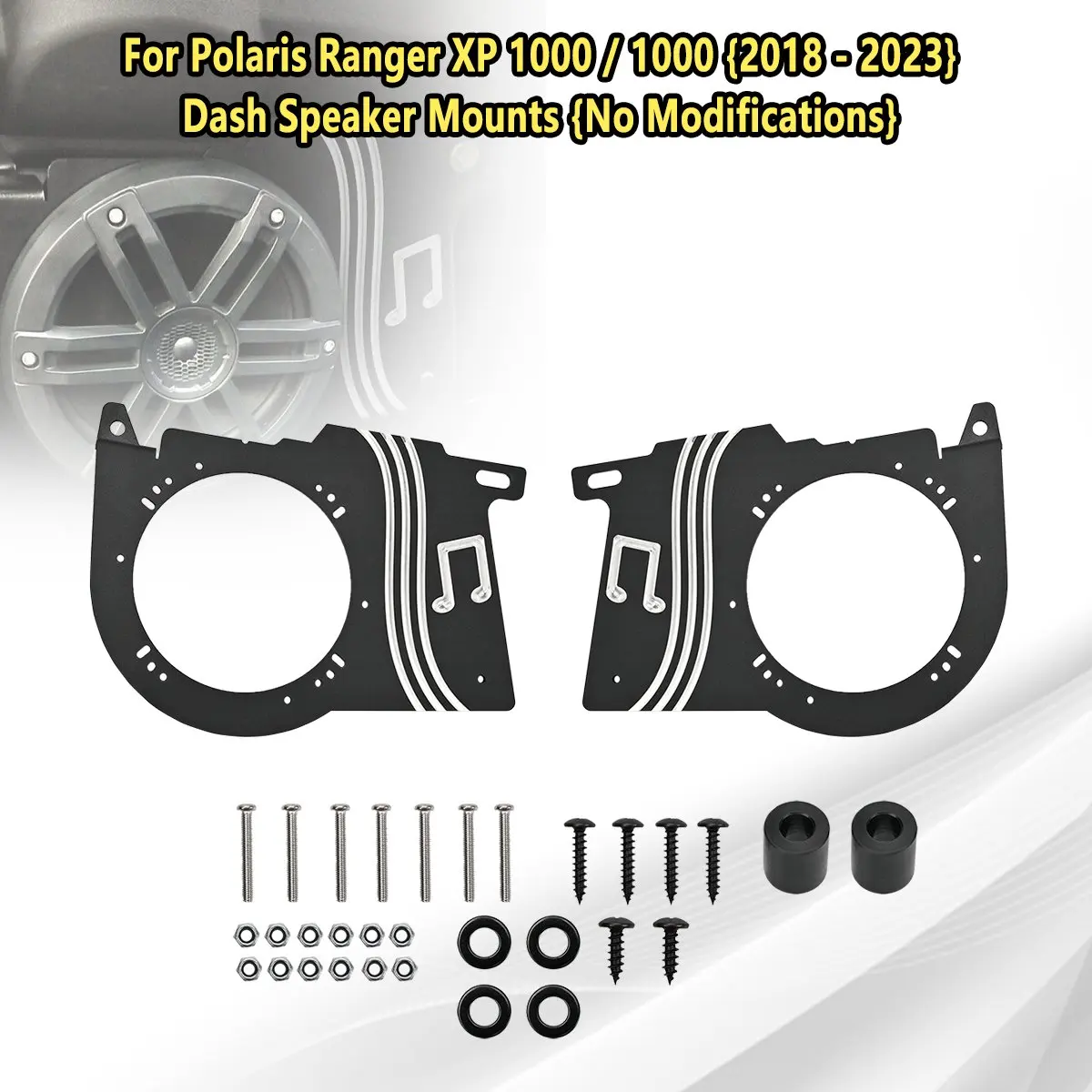 Black Dash Speaker Mounts 6061 Aluminum For Polaris Ranger XP 1000 / 1000 2018-2023
Black Dash Speaker Mounts 6061 Aluminum For Polaris Ranger XP 1000 / 1000 2018-2023