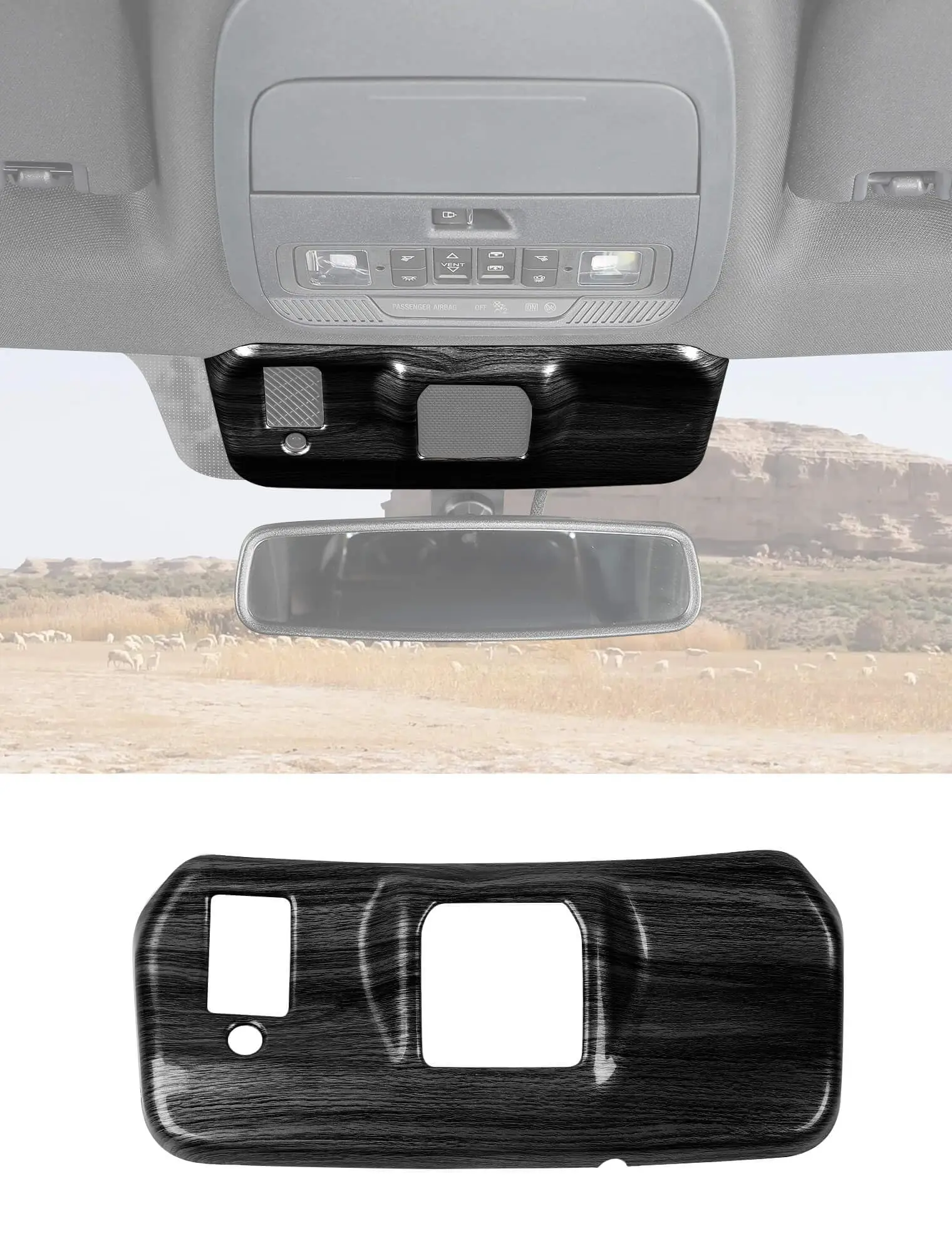Black Wood Grain Rearview Mirror Base Cover For 2021–Present Ford F-150 Interior Trim Accent
Black Wood Grain Rearview Mirror Base Cover For 2021–Present Ford F-150 Interior Trim Accent