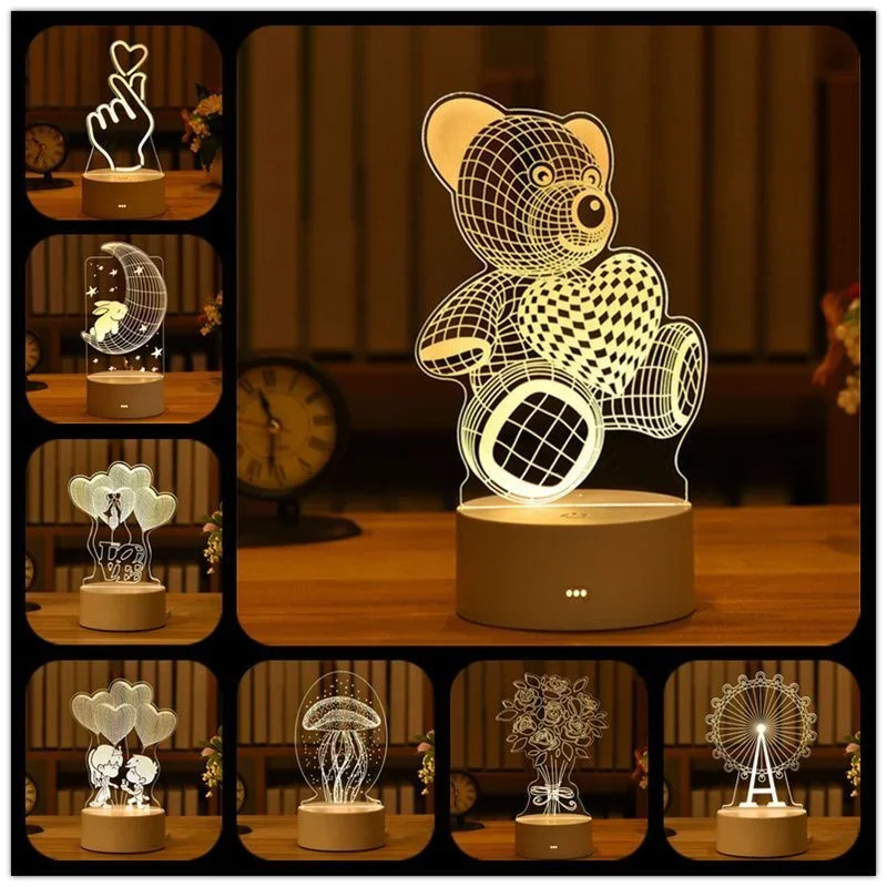 Акриловые ночники с USB-разъемом, 3D лампы, украшения для дома, спальни, декор, день рождения, свадьба, Рождество, гостиная, прикроватная тумбочка
Акриловые ночники с USB-разъемом, 3D лампы, украшения для дома, спальни, декор, день рождения, свадьба, Рождество, гостиная, прикроватная тумбочка