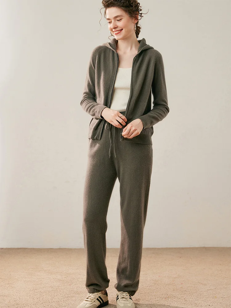 High Quality Zipper Suit Women Autumn Winter 100% Cashmere Soft Warm Knitted Sweater Cardigan Pants Two-Piece Female Clothes
High Quality Zipper Suit Women Autumn Winter 100% Cashmere Soft Warm Knitted Sweater Cardigan Pants Two-Piece Female Clothes