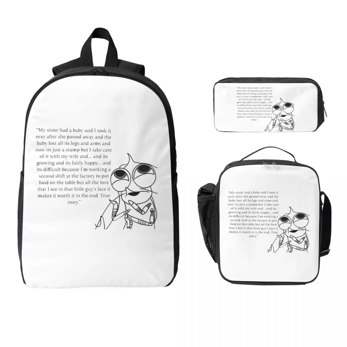 Shark Tales Shrimp Quote Backpack Boys Girls BookBag School Bag Laptop Shoulder Bags 3ps Insulated Lunch Bag Pencil Case
Shark Tales Shrimp Quote Backpack Boys Girls BookBag School Bag Laptop Shoulder Bags 3ps Insulated Lunch Bag Pencil Case