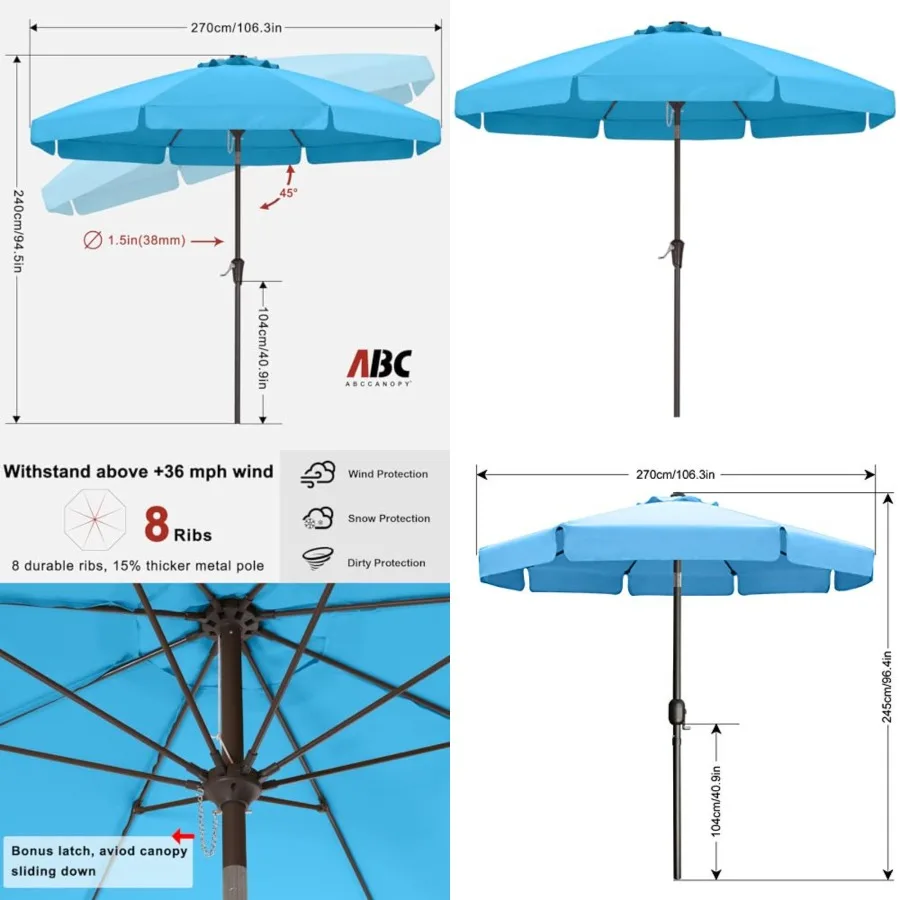 9Feet Scalloped Patio Umbrella, Outdoor Table Umbrella with Tilt and Crank, Fiberglass Ribs Deck Umbrella for Patio, Pool, Gard
9Feet Scalloped Patio Umbrella, Outdoor Table Umbrella with Tilt and Crank, Fiberglass Ribs Deck Umbrella for Patio, Pool, Gard