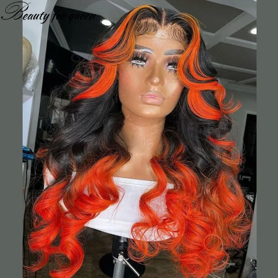 High Quality Ombre Black Orange Red Body Wave Transparent Lace Frontal Wigs Brazilian Colored Human Hair Wig Cosplay For Women
High Quality Ombre Black Orange Red Body Wave Transparent Lace Frontal Wigs Brazilian Colored Human Hair Wig Cosplay For Women