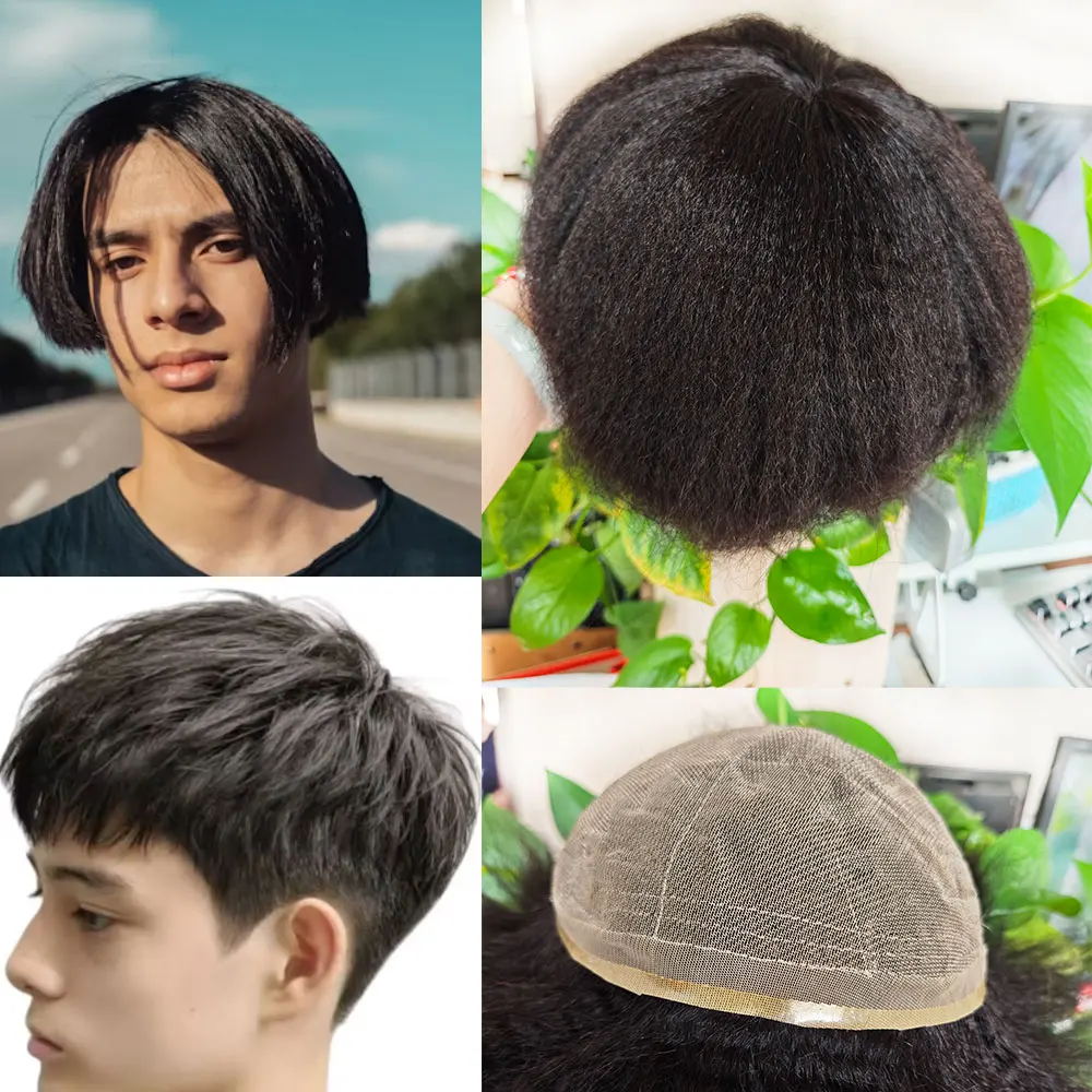 Yaki Straight Swiss Full Lace Human Hair Toupee for Men 10x8 Inch Fluffy Hair Replacement System Black 1B Men's Wig Hair Piece
Yaki Straight Swiss Full Lace Human Hair Toupee for Men 10x8 Inch Fluffy Hair Replacement System Black 1B Men's Wig Hair Piece
