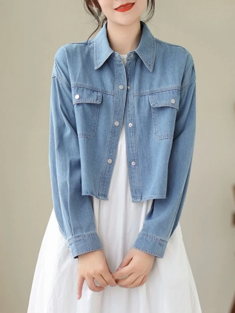 White Denim Jacket Women Korean Fashion Loose Short Jean Coat Spring Autumn Long Sleeve Single Breasted Wild Cowboy Jackets
White Denim Jacket Women Korean Fashion Loose Short Jean Coat Spring Autumn Long Sleeve Single Breasted Wild Cowboy Jackets