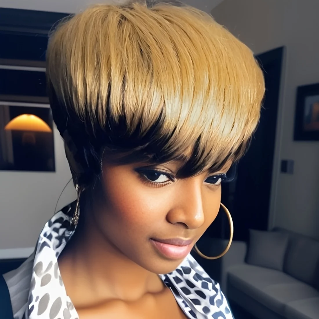 1B/ 27 Ombre Color Pixie Cut Wig Full Machine Made Human Hair Wigs Brazilian Remy Honey Blonde Wig Short Pixie Cut Wig For Women
1B/ 27 Ombre Color Pixie Cut Wig Full Machine Made Human Hair Wigs Brazilian Remy Honey Blonde Wig Short Pixie Cut Wig For Women