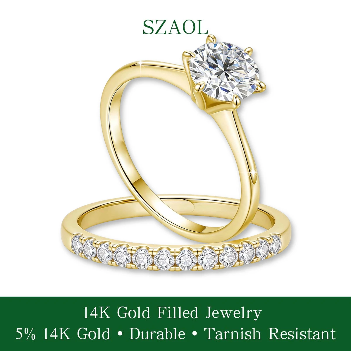 14k Gold Filled Solitaire Engagement Wedding Rings 3 Carat Round Cut Moissanite Ring Bridal Set Stackable Eternity Bands for Her
14k Gold Filled Solitaire Engagement Wedding Rings 3 Carat Round Cut Moissanite Ring Bridal Set Stackable Eternity Bands for Her