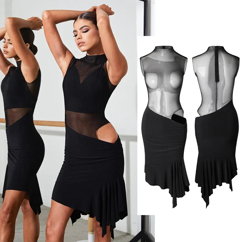 Women Ballroom Dance Dress Black Sleeveless Mesh Latin Dance Dress Sexy Practice Clothing Rumba Salsa Show Costume Wear DNV16779
Women Ballroom Dance Dress Black Sleeveless Mesh Latin Dance Dress Sexy Practice Clothing Rumba Salsa Show Costume Wear DNV16779