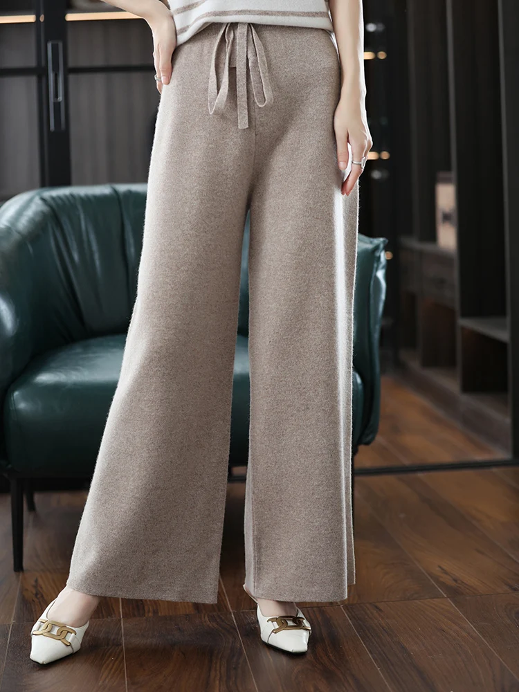 LHZSYY 100%Merino Wool Wide Leg Pant Ladies High Waist Trousers 2024 Autumn And Winter New Fashion Loose Knitted Cashmere
LHZSYY 100%Merino Wool Wide Leg Pant Ladies High Waist Trousers 2024 Autumn And Winter New Fashion Loose Knitted Cashmere