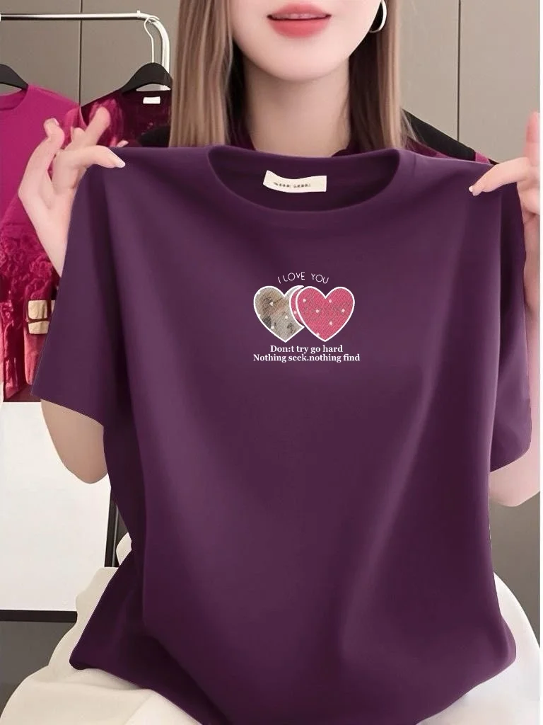 New 2026 Women's Casual Loose Short Sleeve T-shirt round Neck Heart Print Anti-aging Versatile Slimming Top Fashionable Leisure
New 2026 Women's Casual Loose Short Sleeve T-shirt round Neck Heart Print Anti-aging Versatile Slimming Top Fashionable Leisure
