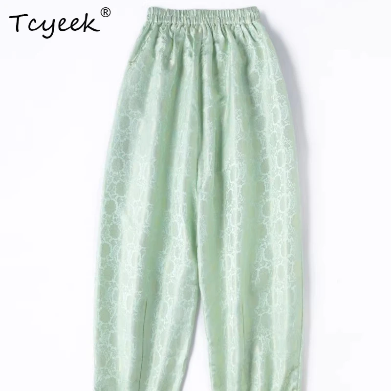 Tcyeek 100% Real Mulberry Silk Pants Women 30MM Silk Harem Pants 2026 Mint Green Big Size Female Clothing Pantalones De Mujer
Tcyeek 100% Real Mulberry Silk Pants Women 30MM Silk Harem Pants 2026 Mint Green Big Size Female Clothing Pantalones De Mujer