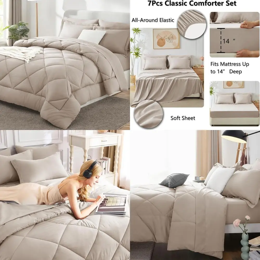 Комплект из 7 королевских одеял: льняное постельное белье на все сезоны с пуховым альтернативным одеялом, простынями, наволочками и шамами.
Комплект из 7 королевских одеял: льняное постельное белье на все сезоны с пуховым альтернативным одеялом, простынями, наволочками и шамами.