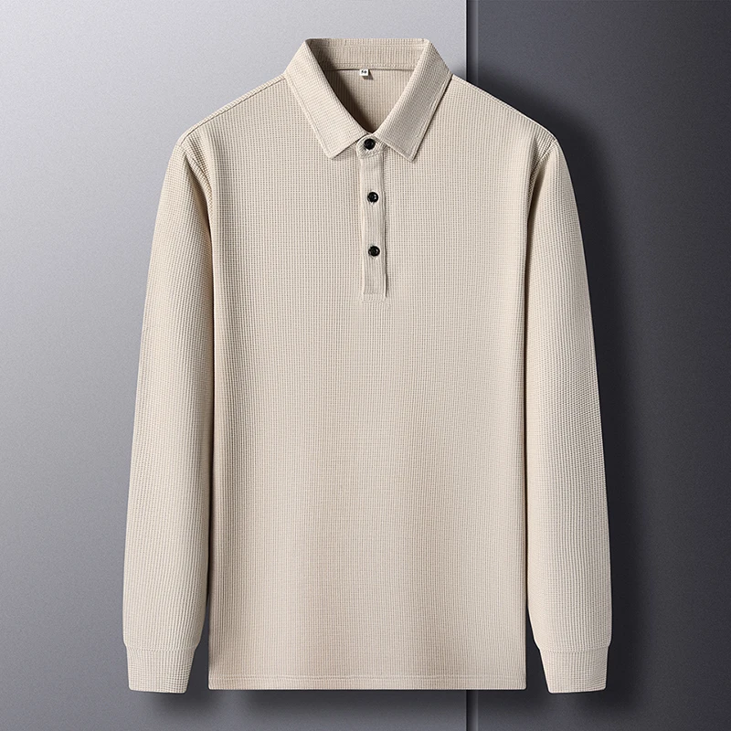 High end long sleeved polo shirt men soft comfortable collar top Spring Autumn waffle style fashionable casual business T-shirt
High end long sleeved polo shirt men soft comfortable collar top Spring Autumn waffle style fashionable casual business T-shirt