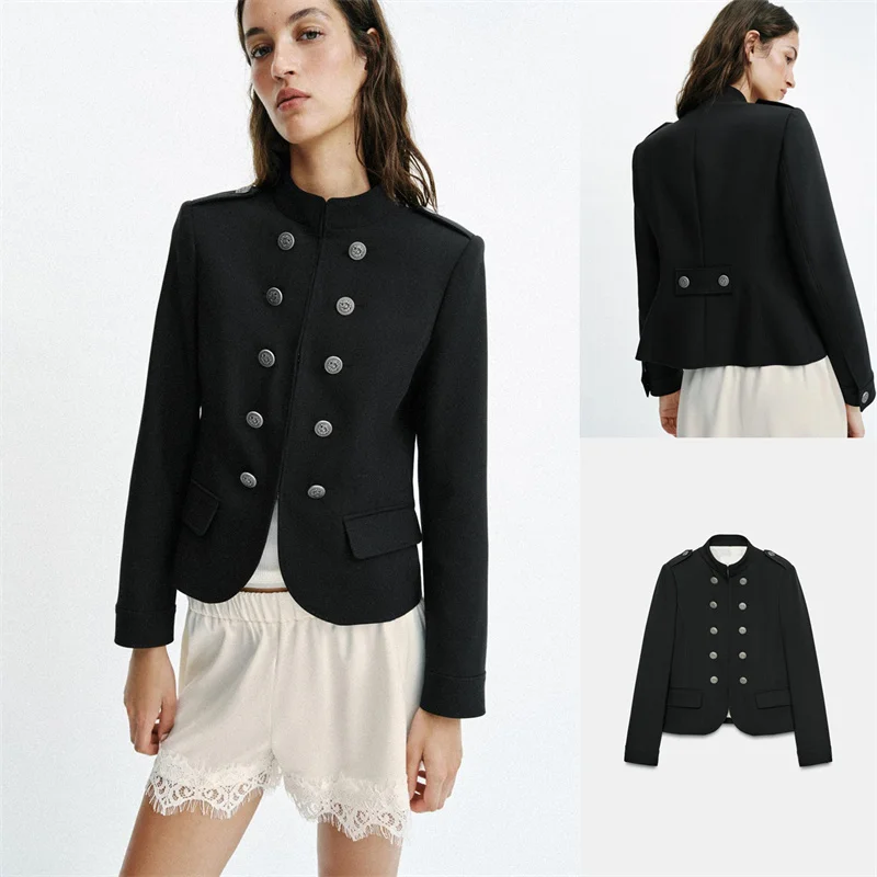 Slim Fit Long Sleeve Stand Collar Double Button Shoulder Pad Women's Jacket New Summer Fashion French Style Cotton Outerwear
Slim Fit Long Sleeve Stand Collar Double Button Shoulder Pad Women's Jacket New Summer Fashion French Style Cotton Outerwear