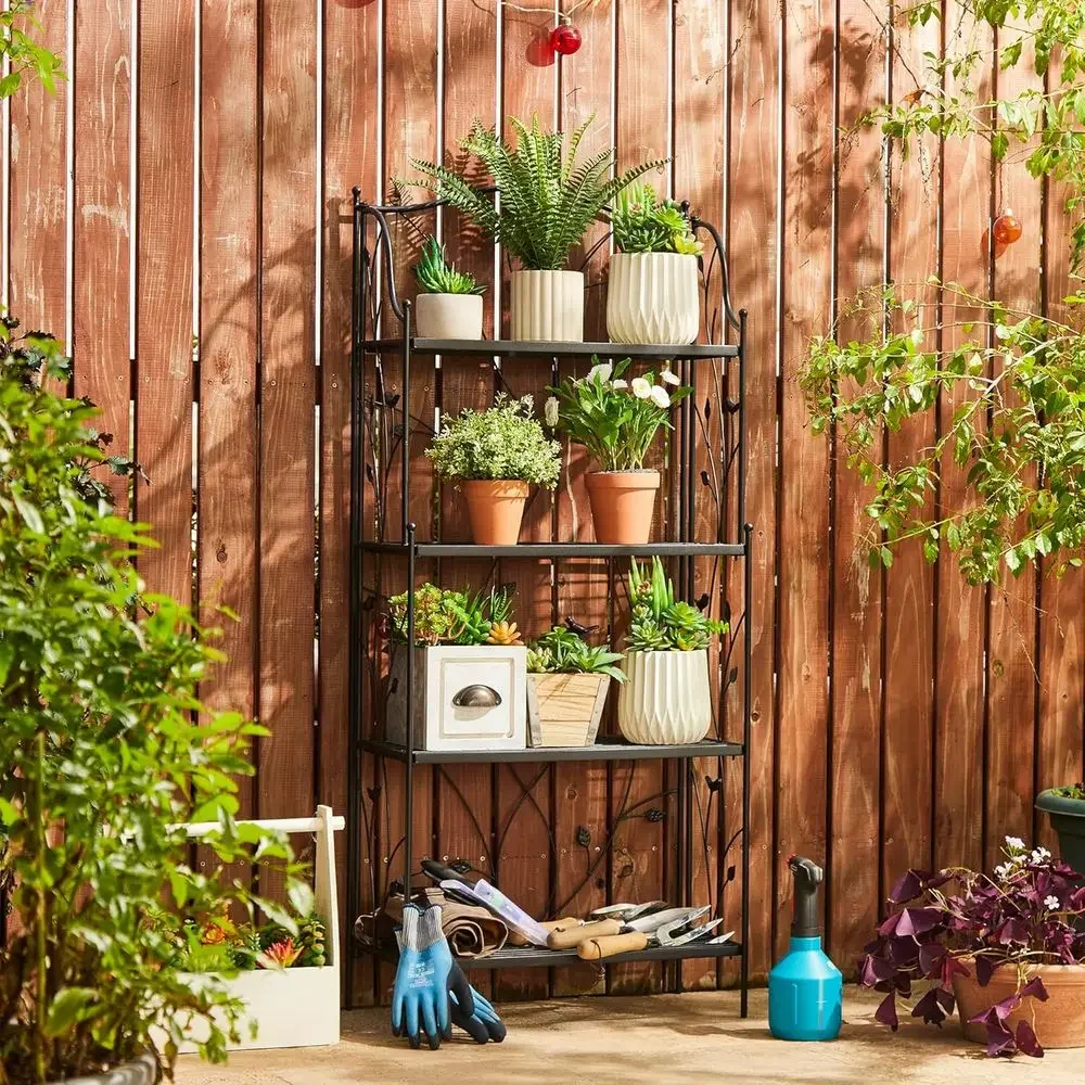 4-Tier Metal Plant Stand, Outdoor and Indoor Garden Rack, Black
4-Tier Metal Plant Stand, Outdoor and Indoor Garden Rack, Black