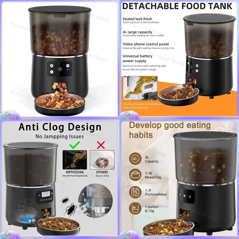 4L Smart Pet Feeder for Cats and Dogs with APP Control Voice Recording Video Monitoring Removable Food Dispenser Automatic
4L Smart Pet Feeder for Cats and Dogs with APP Control Voice Recording Video Monitoring Removable Food Dispenser Automatic