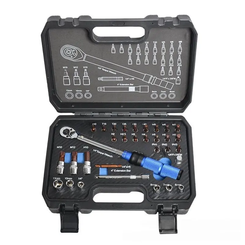 AWAH Adjustable Torque Wrench Set 32 Pieces Precise Double Scale Preset 1/4" For Bicycle Motorcycle Repair Socket Spanner Tools
AWAH Adjustable Torque Wrench Set 32 Pieces Precise Double Scale Preset 1/4" For Bicycle Motorcycle Repair Socket Spanner Tools