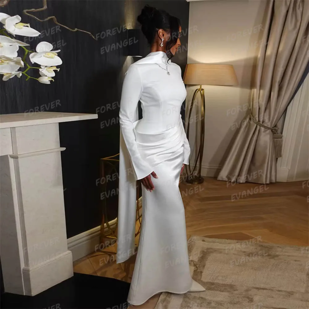 Simple Satin Wedding Dresses Woman's Sexy High Neck Mermaid Bridal Gowns Formal Long Sleeve Vestidos De Novia Party Customized
Simple Satin Wedding Dresses Woman's Sexy High Neck Mermaid Bridal Gowns Formal Long Sleeve Vestidos De Novia Party Customized