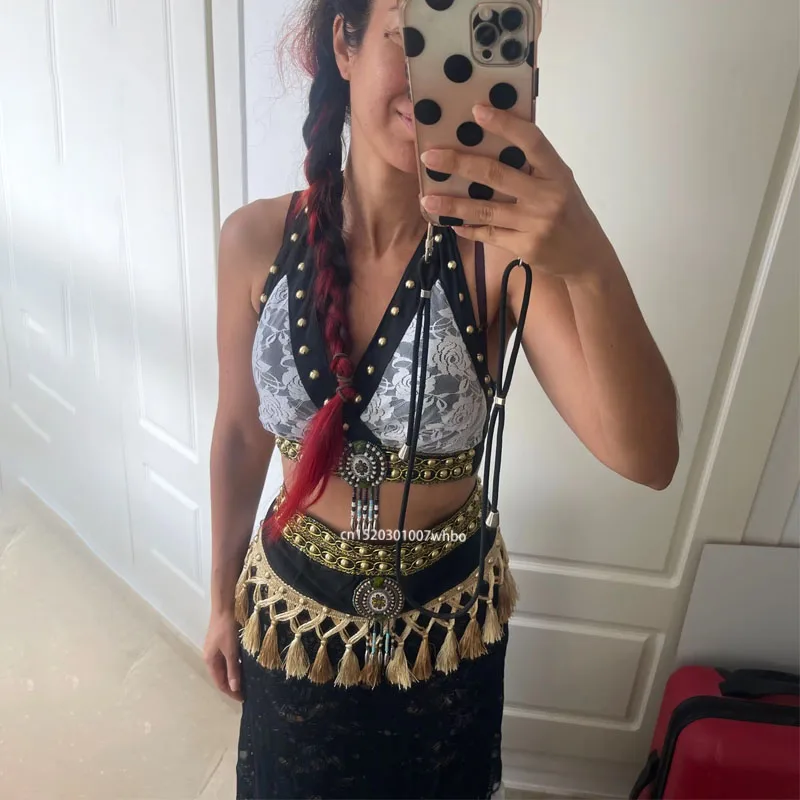 Free Size Tribal Fusion For Women Belly Dance Costume Lace Floral Bra+Skirt Choli Halter Top and Fringe Hip Scarf Skirt 2pcs Set
Free Size Tribal Fusion For Women Belly Dance Costume Lace Floral Bra+Skirt Choli Halter Top and Fringe Hip Scarf Skirt 2pcs Set