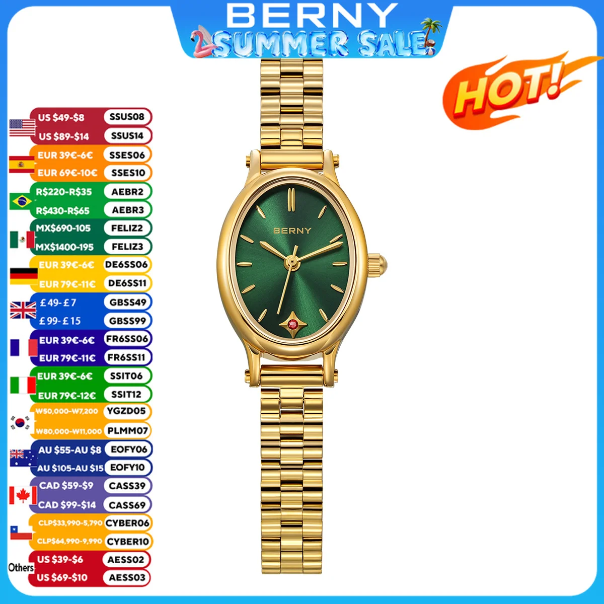 BERNY Gold Watch For Women Luxury Stainless Steel Gold Quartz Jewelry Bracelet Watch Rich Color Fashion Small Ladies Watches
BERNY Gold Watch For Women Luxury Stainless Steel Gold Quartz Jewelry Bracelet Watch Rich Color Fashion Small Ladies Watches