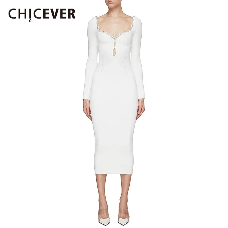 CHICEVER Patchwork Diamonds Dresses For Women Square Collar Long Sleeve High Waist Hollow Out Solid Spring Midi Dress Female New
CHICEVER Patchwork Diamonds Dresses For Women Square Collar Long Sleeve High Waist Hollow Out Solid Spring Midi Dress Female New