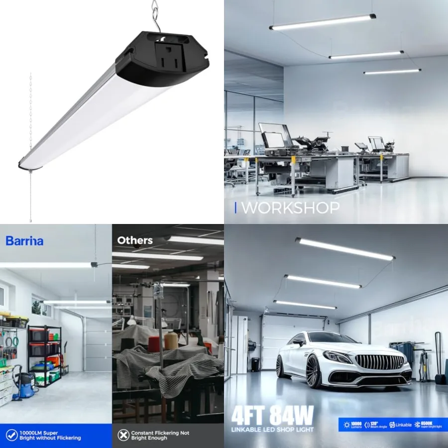 BS84 LED Shop Light for Garage, 10000LM, 84W, 4Feet, Linkable Light Fixture for Workshop, Basement, Hanging or Flush Mount, Hea
BS84 LED Shop Light for Garage, 10000LM, 84W, 4Feet, Linkable Light Fixture for Workshop, Basement, Hanging or Flush Mount, Hea