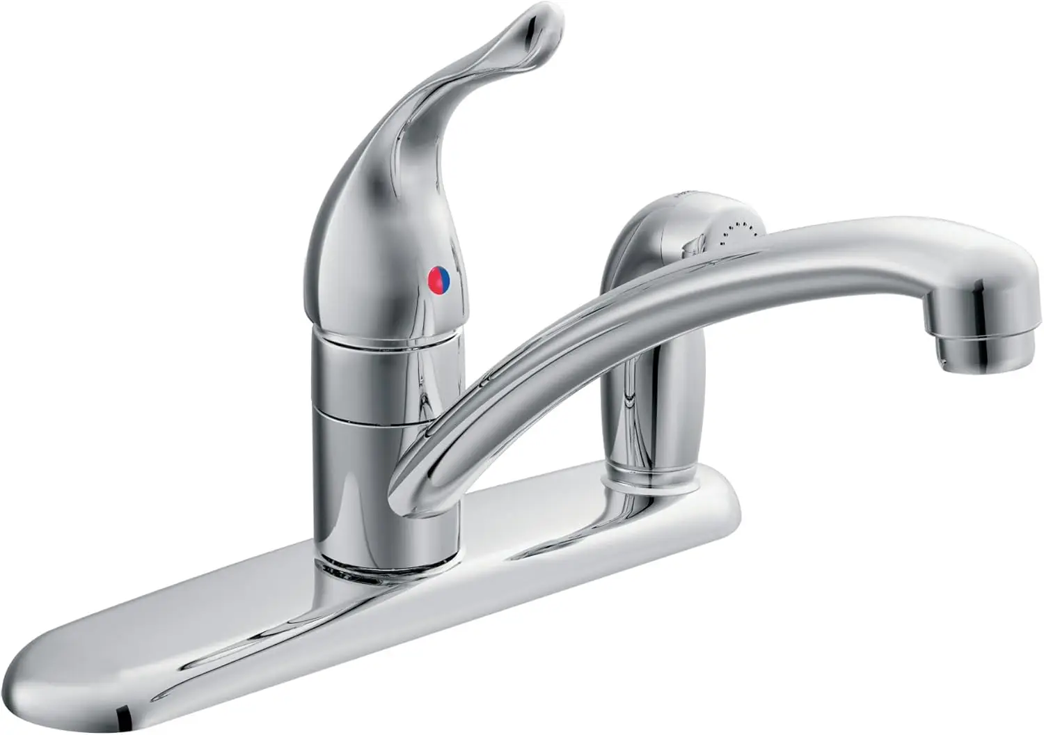 Chrome One-Handle Low-Arc Kitchen Faucet with Side Sprayer, 3-Hole Setup
Chrome One-Handle Low-Arc Kitchen Faucet with Side Sprayer, 3-Hole Setup