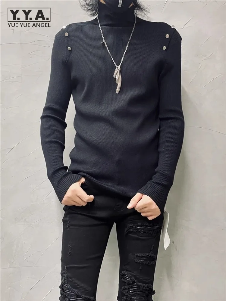 Autumn Gothic Black Mens Turtleneck Sweater Slim Fit Personality Long Sleeve Versatile Pullover Knit Top Fashion Casual Knitwear
Autumn Gothic Black Mens Turtleneck Sweater Slim Fit Personality Long Sleeve Versatile Pullover Knit Top Fashion Casual Knitwear