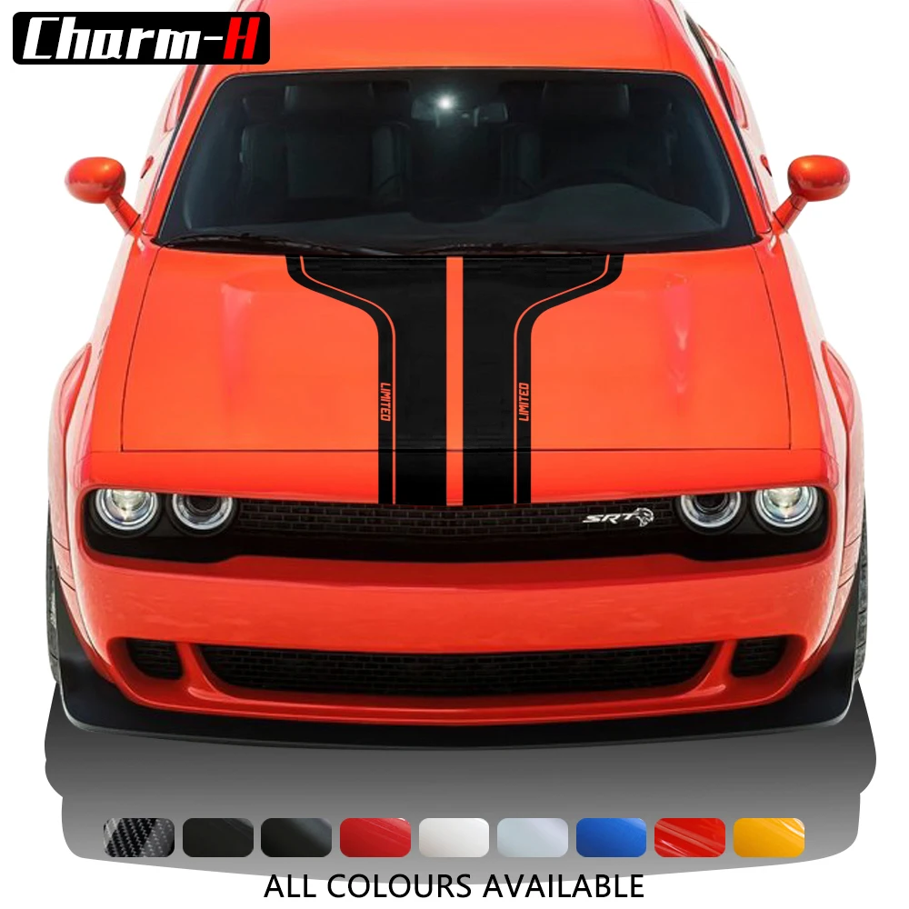 2 шт., виниловые наклейки на капот автомобиля с гоночными полосками для Dodge Challenger 2008-2025
2 шт., виниловые наклейки на капот автомобиля с гоночными полосками для Dodge Challenger 2008-2025