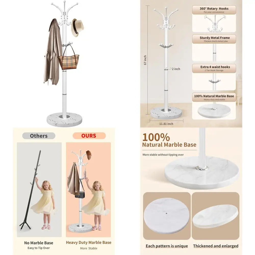 360 ° Вращающаяся вешалка для одежды с 14 крючками, основание из натурального мрамора, современная напольная вешалка для прихожей для пальто и аксессуаров
360 ° Вращающаяся вешалка для одежды с 14 крючками, основание из натурального мрамора, современная напольная вешалка для прихожей для пальто и аксессуаров
