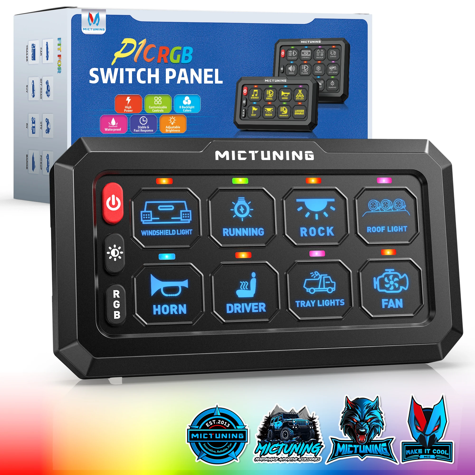 P1C RGB 12V 24V 8/12 Gang Switch Panel IP67 Waterproof LED Touch Control Panel Box Electronic Relay System Car Touch Switch Box
P1C RGB 12V 24V 8/12 Gang Switch Panel IP67 Waterproof LED Touch Control Panel Box Electronic Relay System Car Touch Switch Box