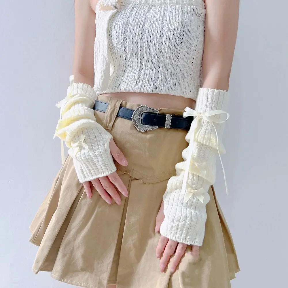 Elastic Y2K Warm Sleeves Ribbon Bowknot Ballet Style Bow Knitted Arm Warmers Sweet Korean Style Fingerless Gloves
Elastic Y2K Warm Sleeves Ribbon Bowknot Ballet Style Bow Knitted Arm Warmers Sweet Korean Style Fingerless Gloves