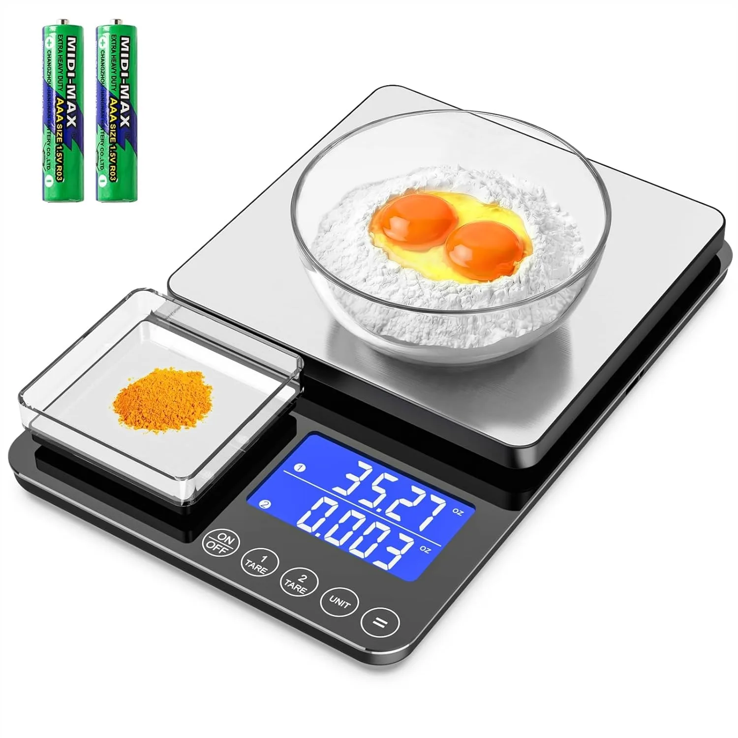 Kitchen Scale Dual Platform 0.001oz/33lb Food Scale Grams and Ounces for Baking Cooking Weight Loss Sourdough Bread Stainless
Kitchen Scale Dual Platform 0.001oz/33lb Food Scale Grams and Ounces for Baking Cooking Weight Loss Sourdough Bread Stainless